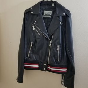 Levi's Moto Faux Leather Jacket Rib Knit